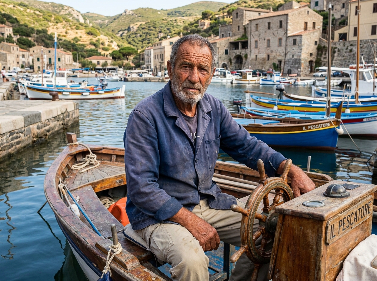 Capitaine de pêcheur dans un port méditerranéen